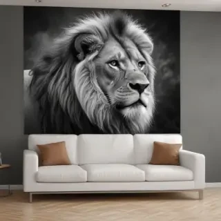 lion black and white