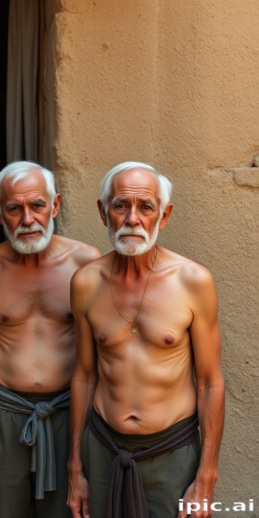 shirtless old men