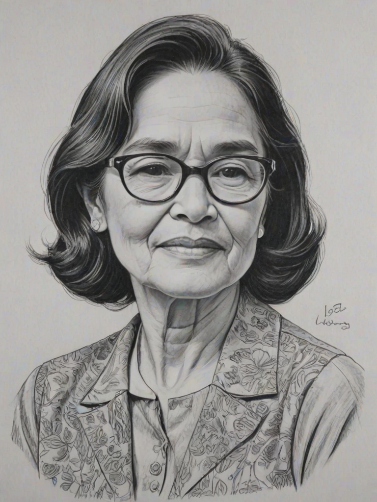 Superb Dolores Huerta, pencil sketch, portrait of Captivating woman 1955s in glasses, hair style beatnik, outline, clear lines, fine lines, 8k