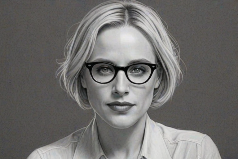 Enticing Patricia Arquette, pencil sketch, portrait of Fetching woman 1922s in glasses, hair style beatnik, outline, clear lines, fine lines, 8k