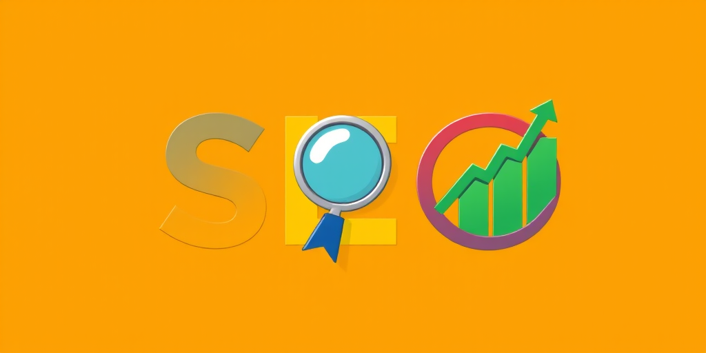 Create a clean, minimalist logo design featuring the letters SEO in bold, colorful fonts (blue, yellow, and red) with a magnifying glass and an upward trending graph in green, use a high-resolution digital camera, lens aperture f/1.8, focal length 50mm, ISO 100, natural lighting, and sharp focus for clarity and depth.