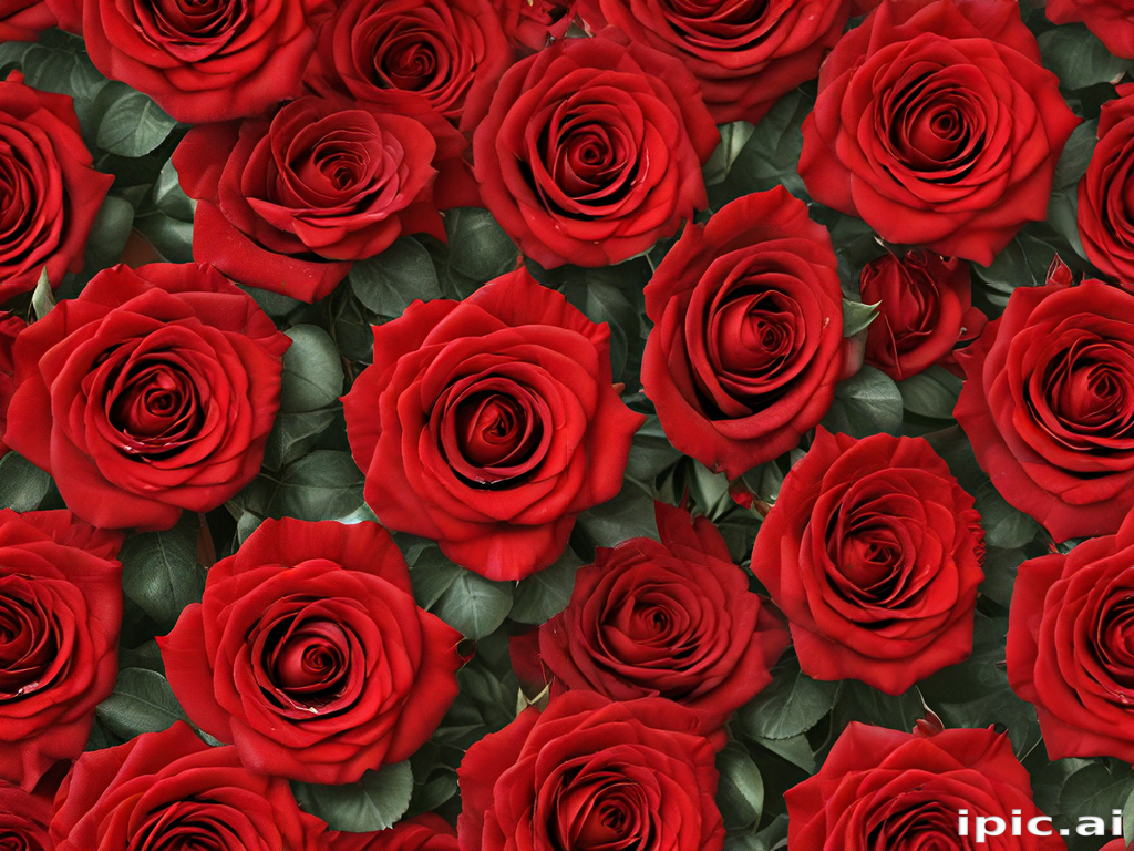 A Beautiful Arrangement of Lush Red Roses in Full Bloom