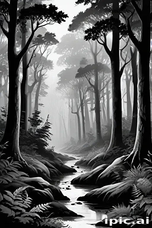 forest clipart black and white