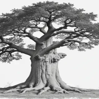 oak tree clipart black and white
