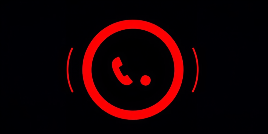 create an image of a red circular phone icon with sound waves emanating from it, using a Canon EOS R5 camera with a 50mm lens, aperture f/2.8, ISO 100, shot from a top-down perspective to enhance clarity and detail.