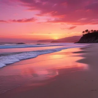 pink beach sunset