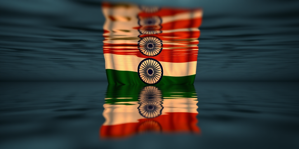 high-resolution image of the Indian national flag reflected in water, use a DSLR camera with a 50mm lens, ISO 100, f/8, shutter speed 1/200 sec, shot from a low-angle view with soft lighting to enhance colors and details