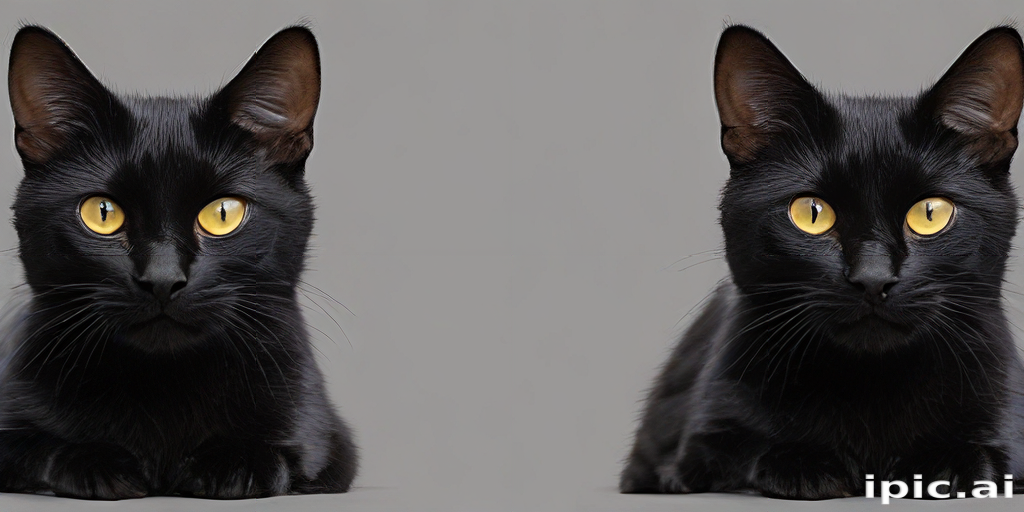 Two Majestic Black Cats with Striking Yellow Eyes Sitting Side by Side