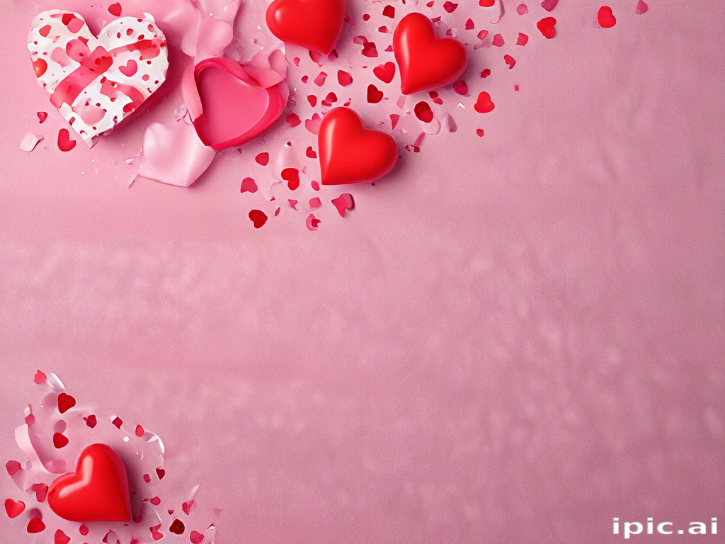 Colorful Hearts and Petals Decorate a Soft Pink Background for ...