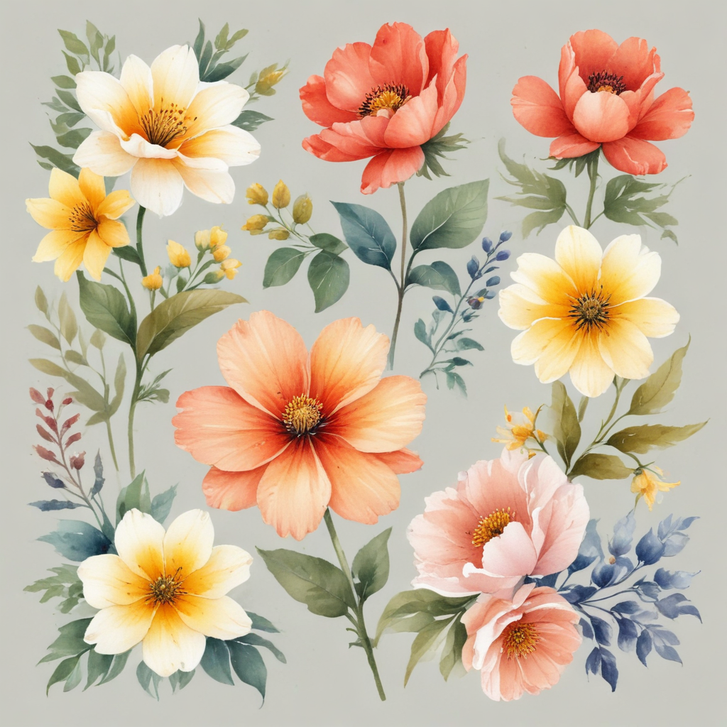 A Vibrant Arrangement of Colorful Flowers in Various Shades and Styles.