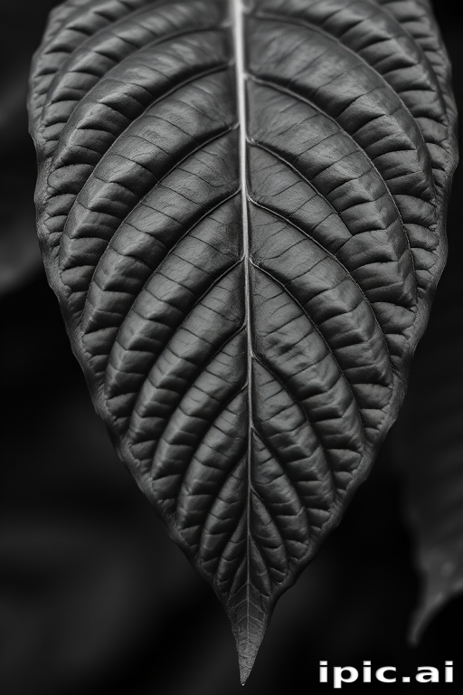 leaf in black and white