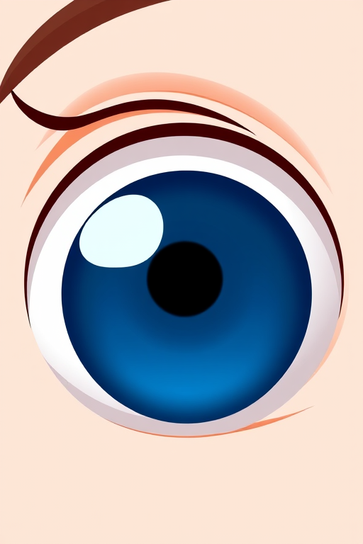 Generate an image of a cartoon eye, using a DSLR camera with a 50mm lens at f/2.8, ISO 100, shot from a front view in high-resolution digital format.