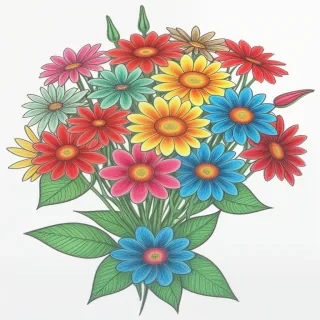 colored flowers drawing