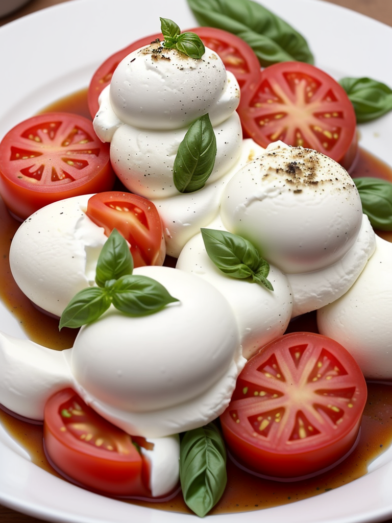 tomato caprese with fresh burrata