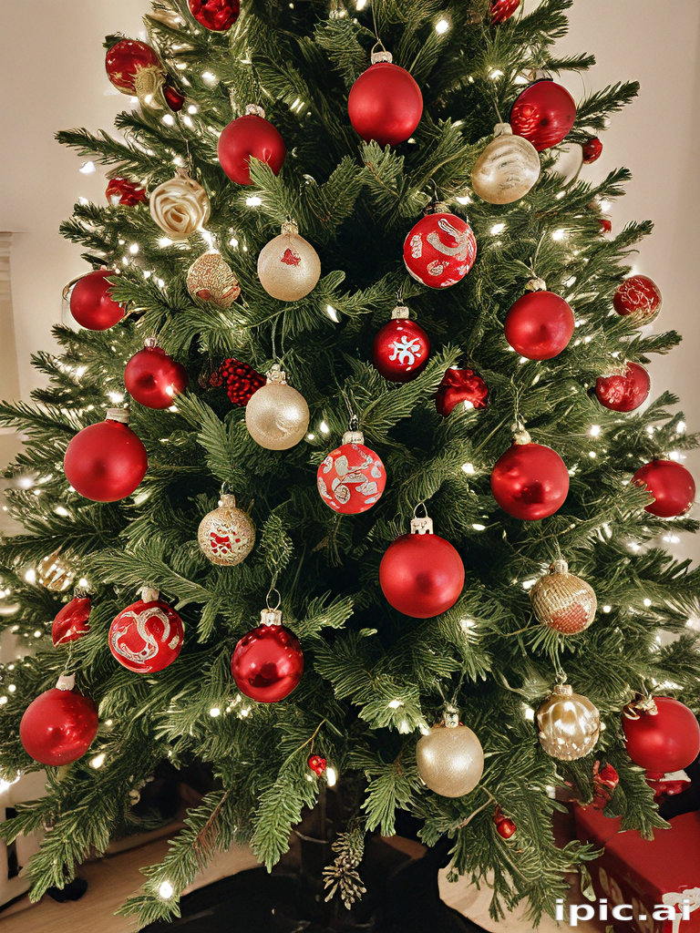 Beautifully Decorated Christmas Tree with Red and Gold Ornaments ...
