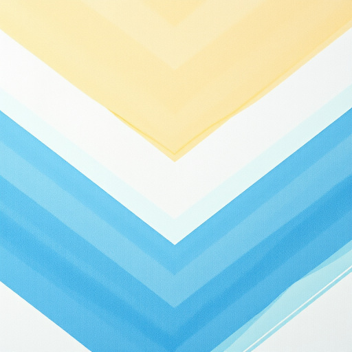 Generate an abstract image featuring a textured background with a chevron pattern in soft shades of blue, yellow, and white, captured with a DSLR camera at f/8, ISO 100, 50mm lens, natural daylight, flat lay perspective.