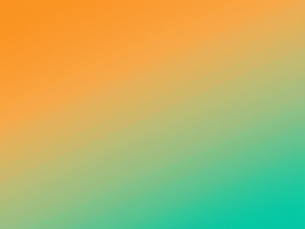 Create a smooth gradient background transitioning from orange at the top to teal at the bottom, shot with a DSLR camera at f/2.8 aperture, ISO 100, and a focal length of 50mm, using a wide-angle lens for an immersive view.
