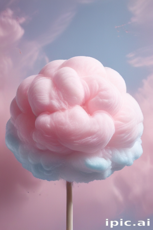 Fluffy Pink and Blue Cotton Candy Against a Dreamy Sky Background