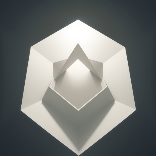 Generate a high-resolution image of a minimalist geometric shape, captured with a DSLR camera at f/2.8 aperture, ISO 100, 1/250 sec shutter speed, using a wide-angle lens, taken from a low angle with a focus on sharp lines and contrasts.