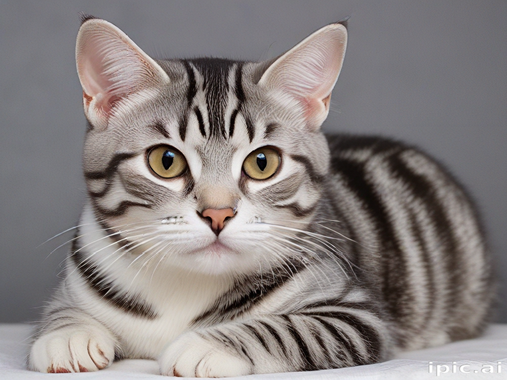 A Beautiful Silver Tabby Cat with Striking Eyes and Unique Fur Pattern.