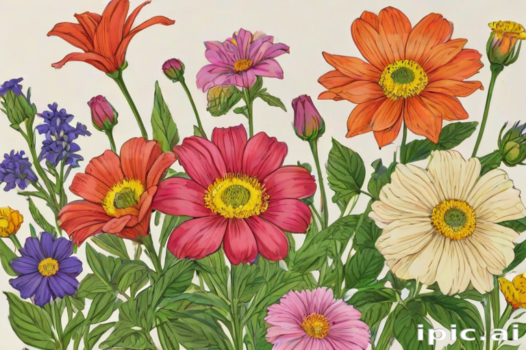 color drawings of flowers