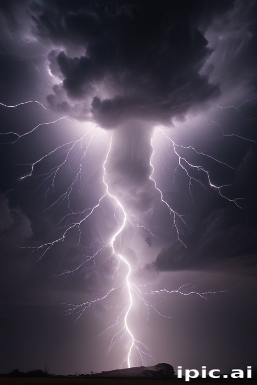 Majestic Lightning Strikes Dramatically Illuminate the Dark Stormy Sky ...