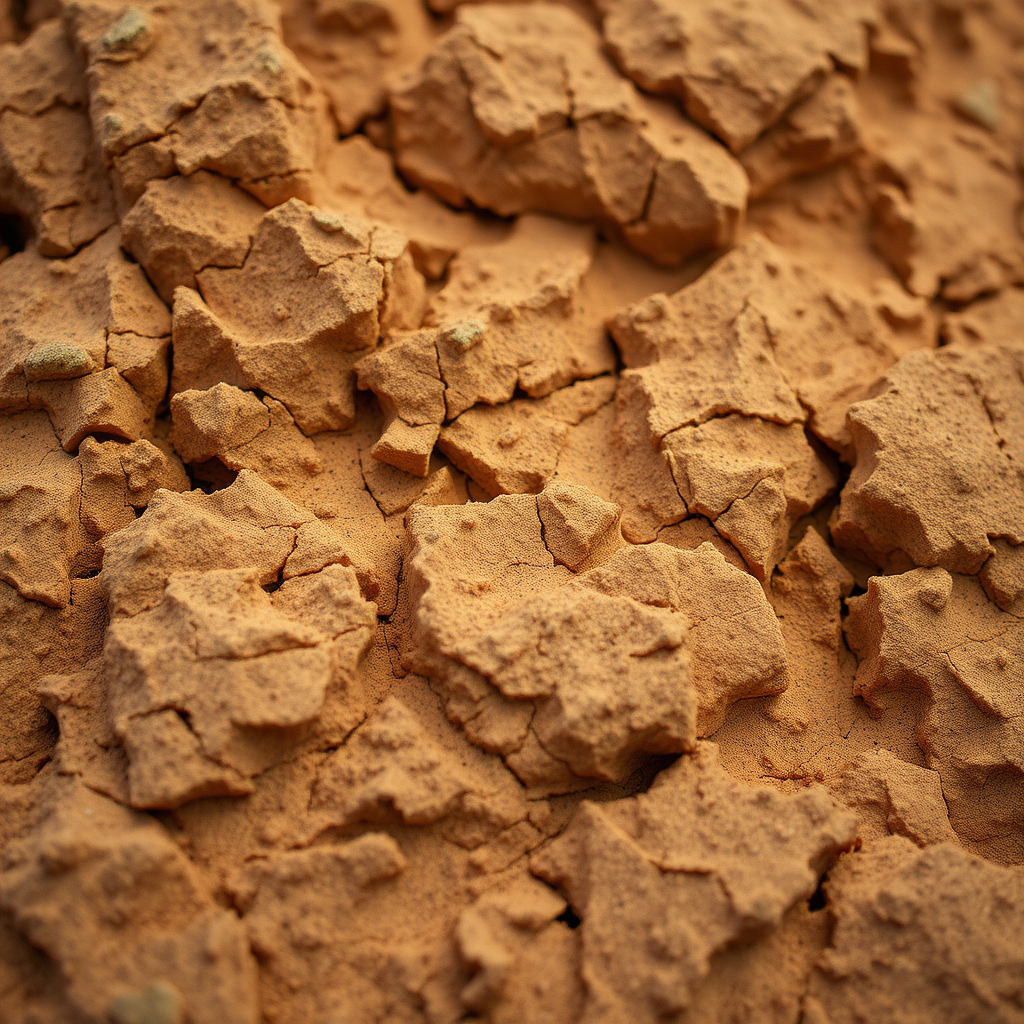 Generate a high-resolution abstract texture resembling rocky terrain with rich earthy tones using a Canon EOS R5, 50mm lens, f/1.8, ISO 100, 1/125 sec shutter speed, captured from a close-up view with soft lighting to enhance depth and detail.