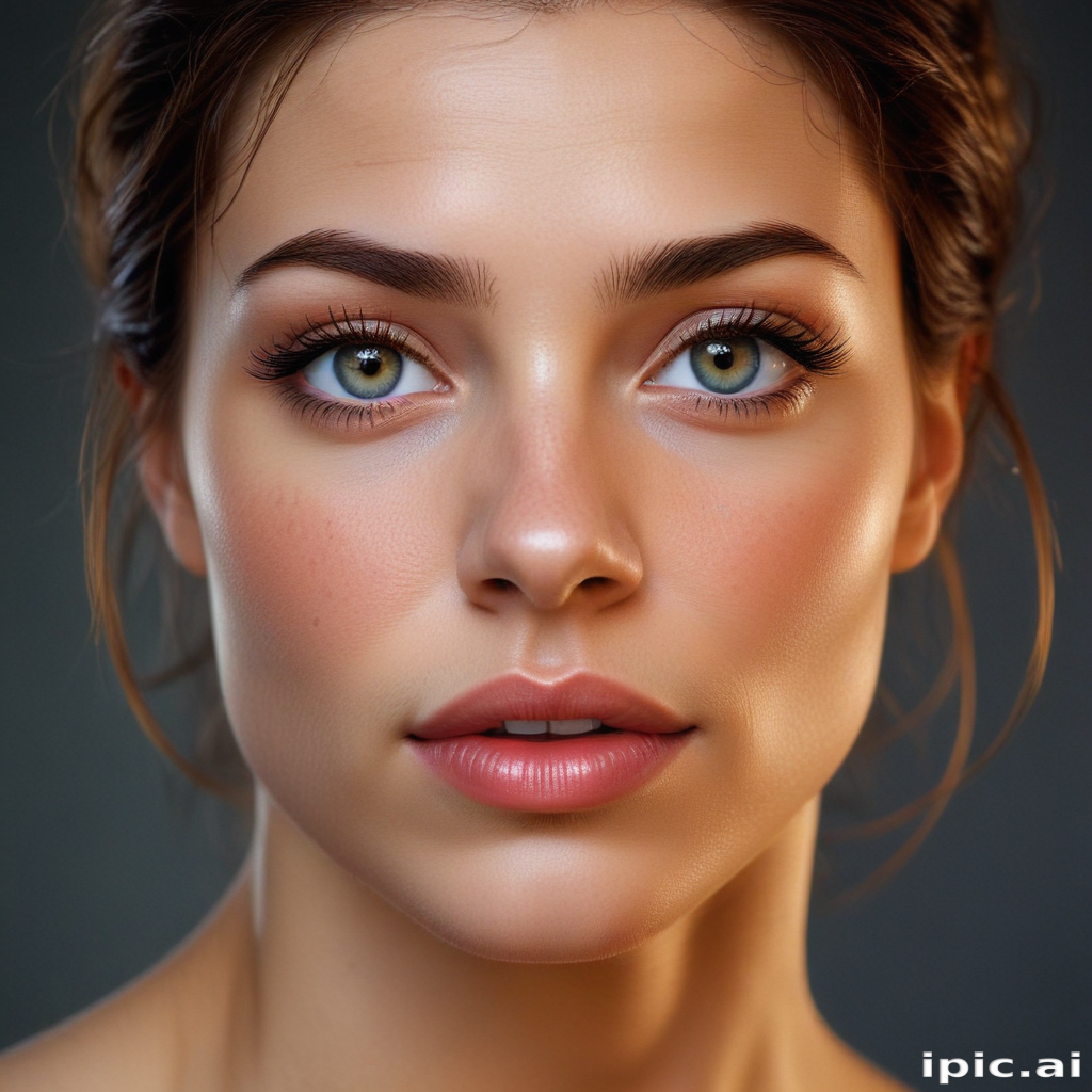 Captivating Close-Up Portrait of a Young Woman with Striking Features