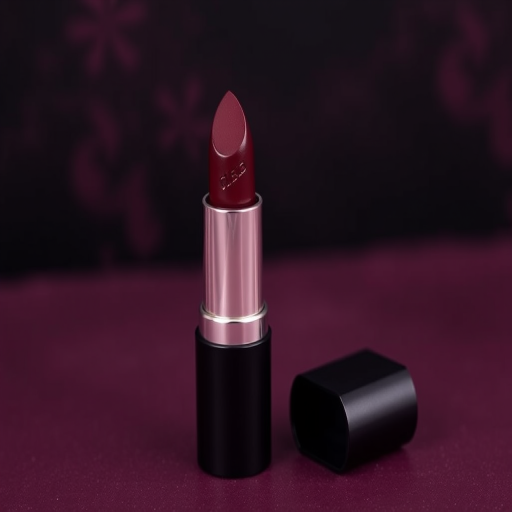 Matte deep plum lipstick called "Midnight Velvet" with a velvety texture, long-lasting wear, and a hint of metallic shimmer, ideal for sophisticated evening events