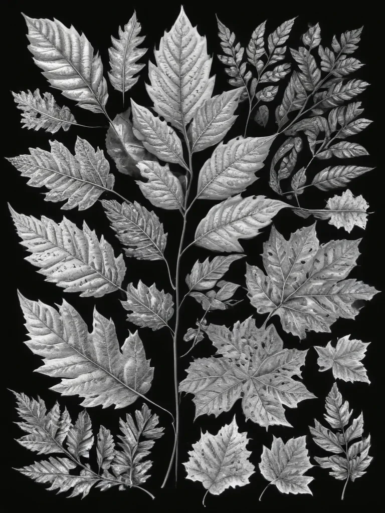leaves clip art black and white