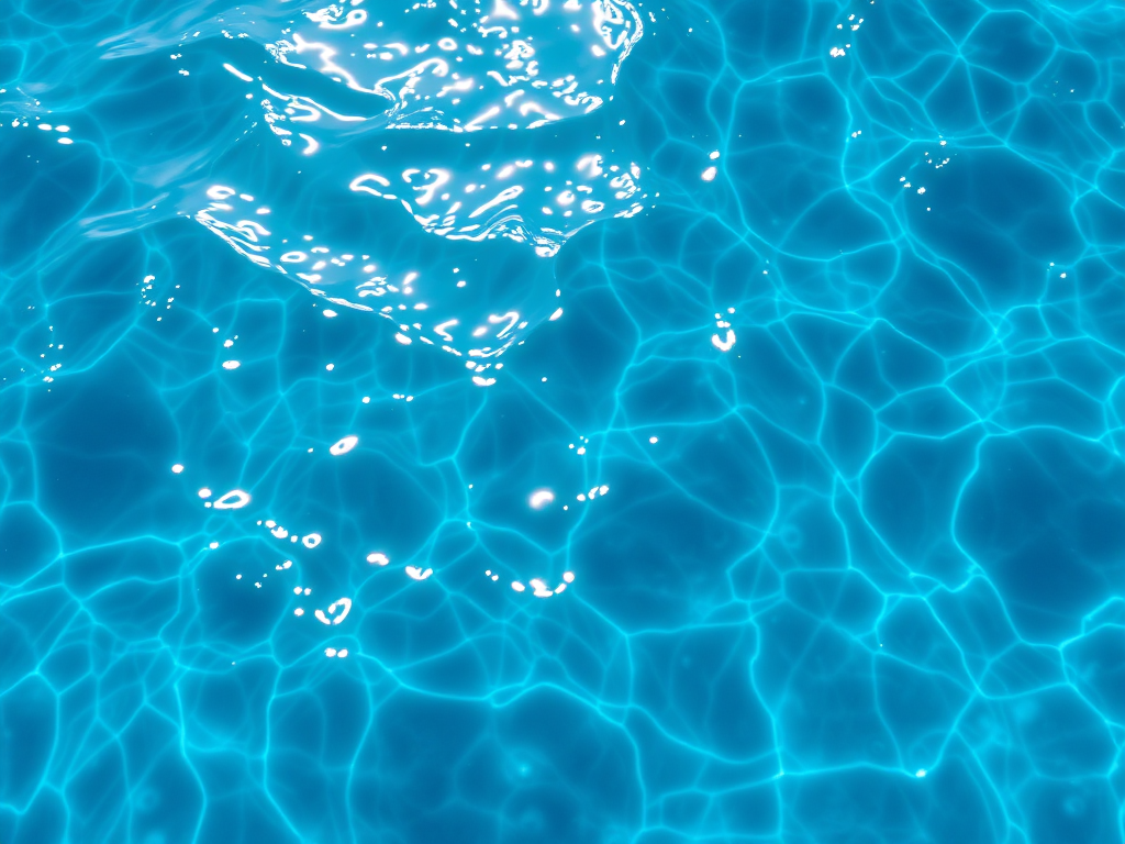 photograph of shimmering blue water with light reflections, taken with a Canon EOS 5D Mark IV, ISO 100, f/8 aperture, 1/200 second shutter speed, with a wide-angle lens, top-down view for enhanced texture and clarity.