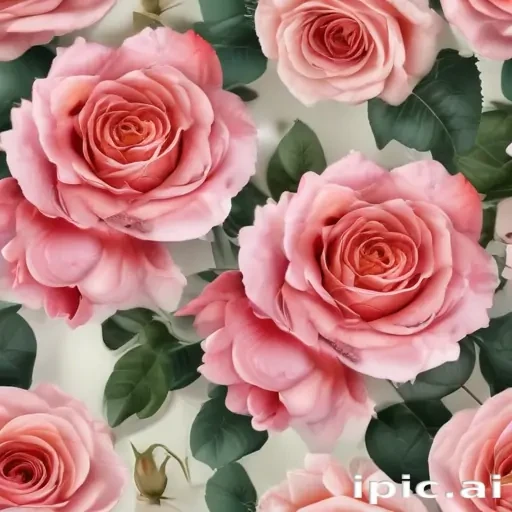 “Beautiful Pink Roses in Full Bloom Decorate a Soft Floral Background”