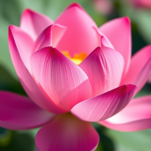highly detailed close-up of a pink lotus flower with green leaves, soft natural lighting, aperture f/2.8, shutter speed 1/200s, ISO 200, macro lens, DSLR camera, shallow depth of field