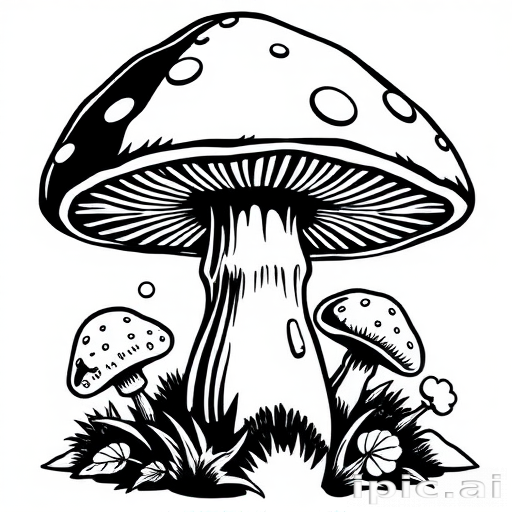 mushroom clip art black and white