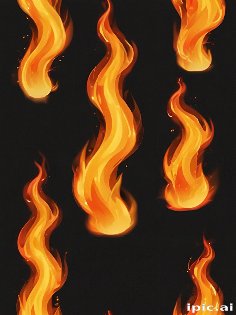 Vibrant Flames Dancing Against a Dark Background in Vivid Colors