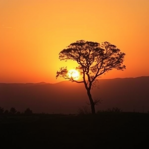 Create a minimalistic landscape featuring a single tree silhouetted against a sunset with warm gradient colors, using a wide-angle lens, f/8 aperture, ISO 100, and 1/200 second shutter speed to enhance the clarity and detail of the scene.
