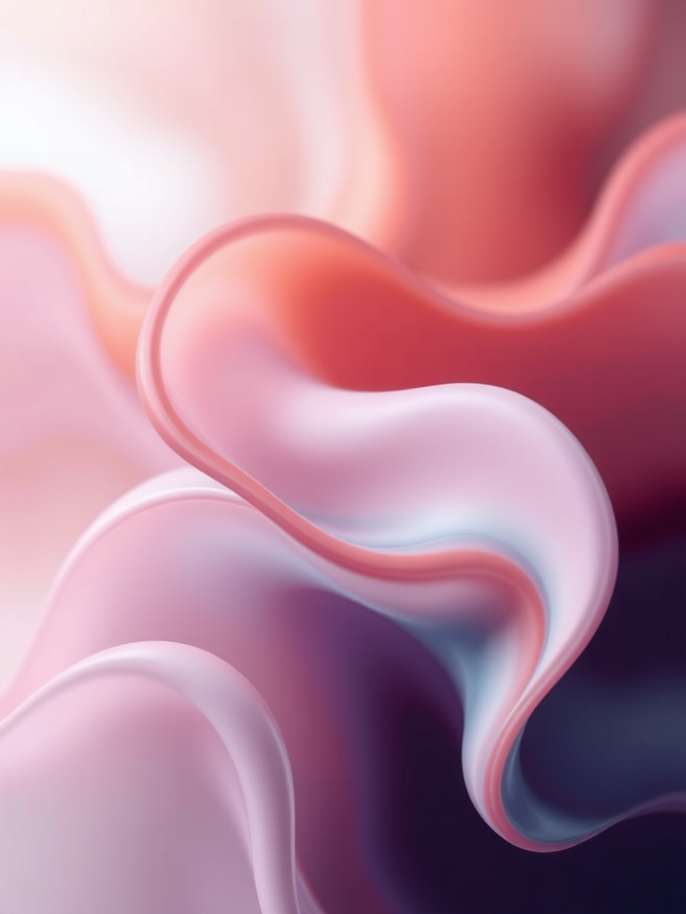 Create an abstract fluid design with soft gradient colors blending from light to rich tones, captured with a Canon EOS R5 at f/2.8, 1/100s, ISO 100, in a macro view to emphasize texture and coloration, using a soft focus style for a dreamy effect.