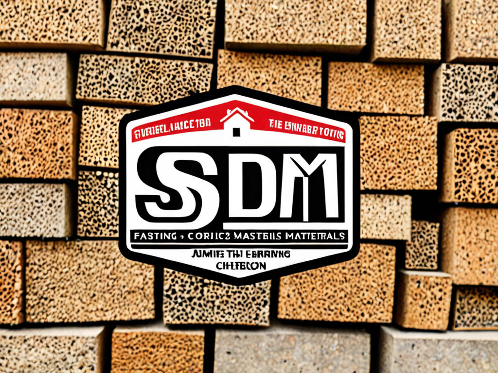 a logo with the name SDM with building materials next to it
