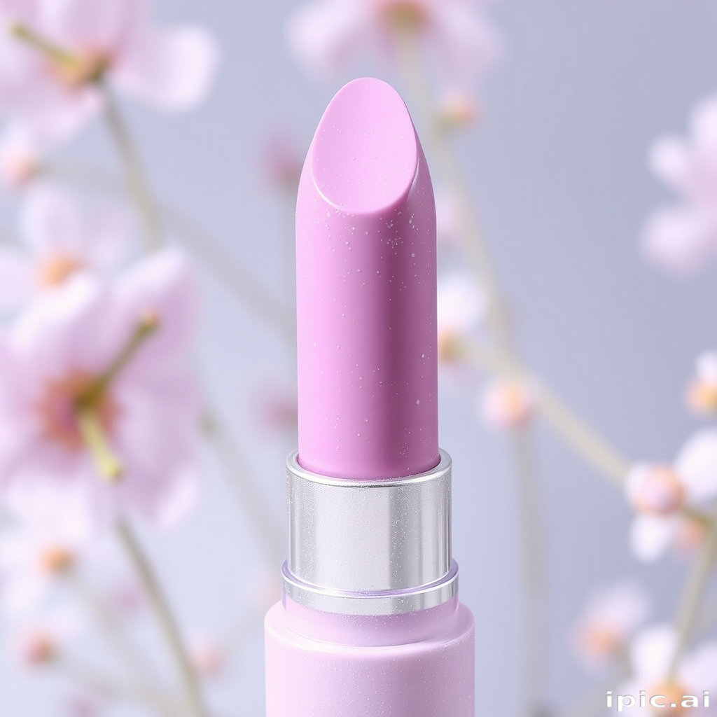 Frosted pastel lavender lipstick named "Lilac Frost" with a creamy formula and subtle cool-toned shimmer for a fresh spring look