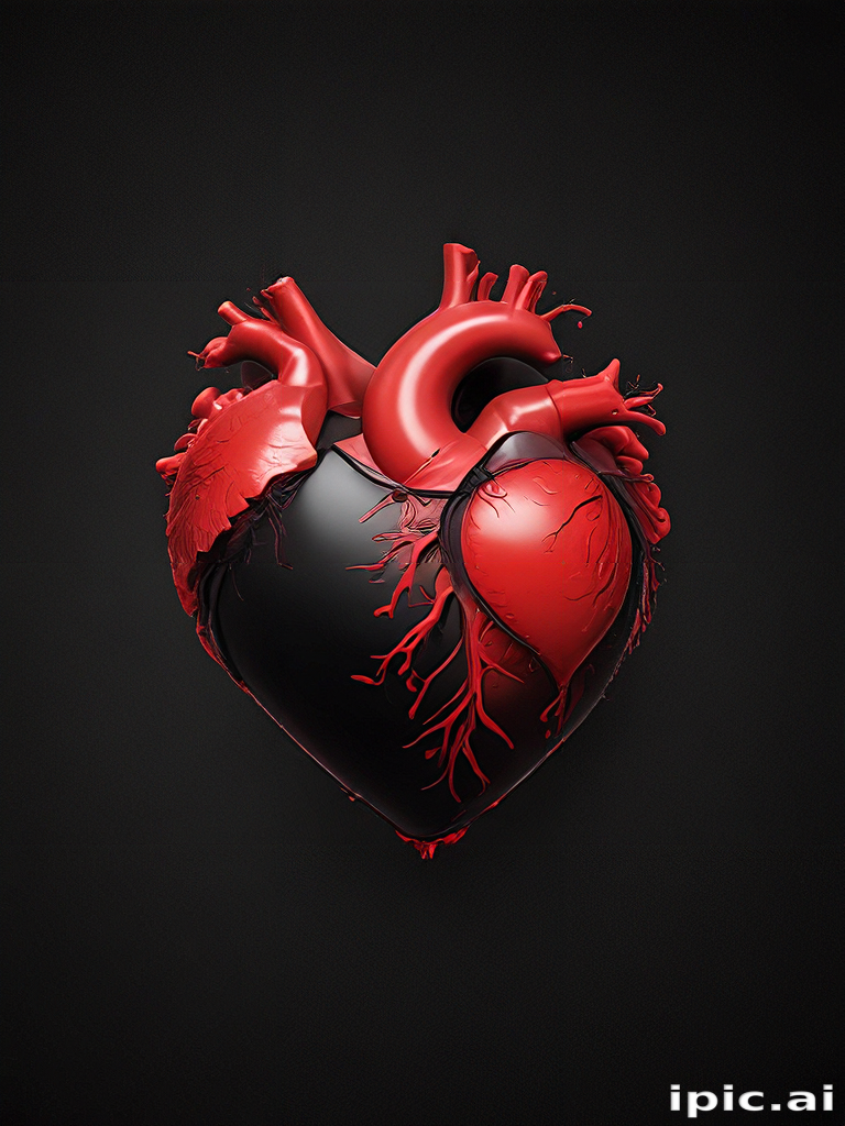 Intricate Artistic Representation of a Heart with Detailed Vascular ...