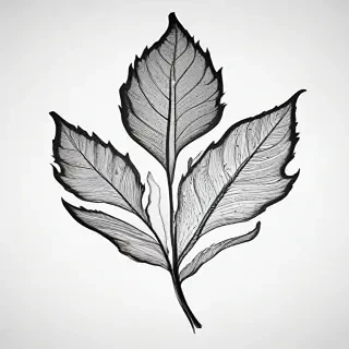 black and white clipart leaf