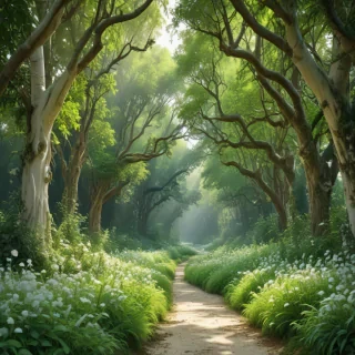 white and greenery background