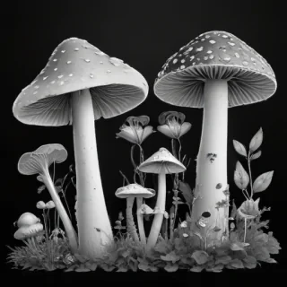 mushroom clipart black and white