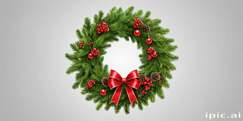 Beautifully Decorated Christmas Wreath with Red Berries and a Bow