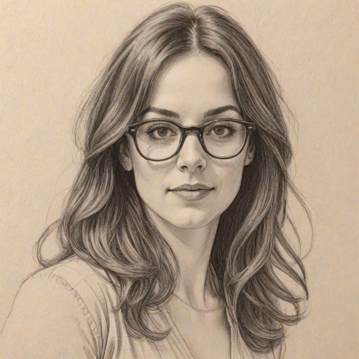 Enchanting Lindsay Sloane, pencil sketch, portrait of Radiant woman 1973s in glasses, hair style beatnik, outline, clear lines, fine lines, 8k