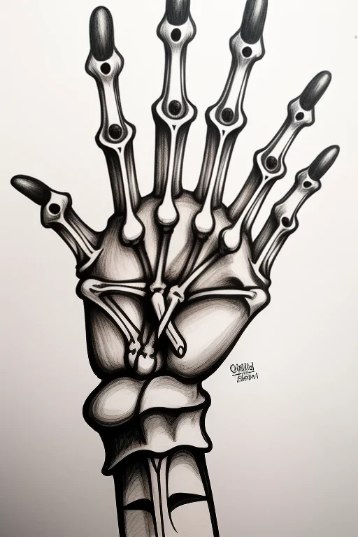 skeleton hand drawing