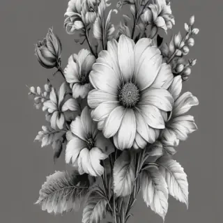 flower clipart black and white