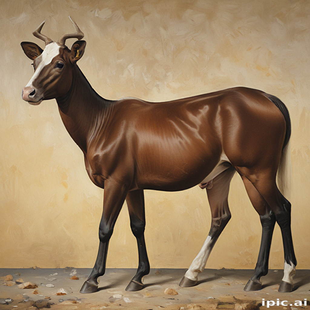 Stylized Portrait of a Beautiful Brown Cow Against a Textured Background