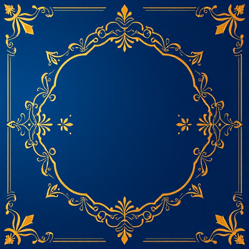 Regenerate the image with a clean, modern design featuring a deep blue gradient background, gold ornate accents, and symmetrical patterns, captured with a full-frame DSLR camera at f/8 aperture, ISO 100, 24mm lens, and soft diffused lighting for enhanced clarity and sharpness.