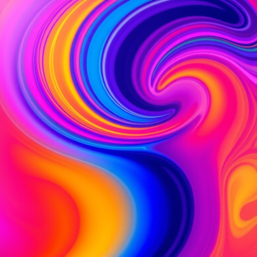 Create an abstract digital artwork featuring a vibrant gradient color scheme with swirling patterns and dynamic shapes, captured with a DSLR camera at f/2.8, ISO 100, and a 50mm lens, in a high-resolution format, with a close-up view to enhance the details.